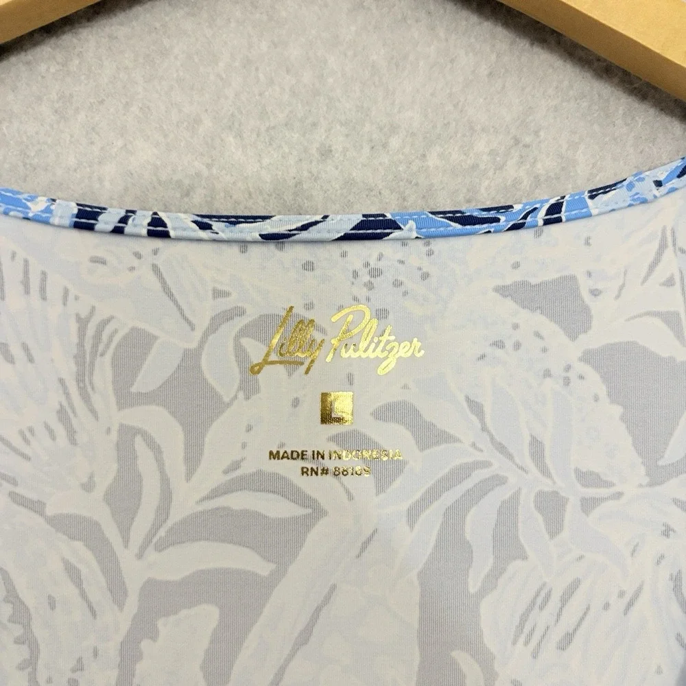 Lilly Pulitzer Dress Women's Large Talli Maxi Coverup Bonaire Blue Coastal Shell - Picture 6 of 7